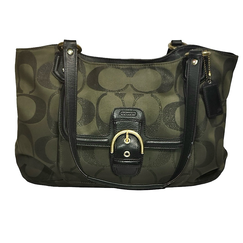 Beautiful COACH F1382-F26248 Campbell Signature Green Bag!
